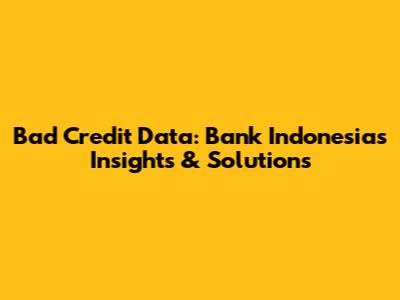 Bad Credit Data: Bank Indonesia's Insights & Solutions